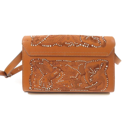 Valentino GHW Shoulder Bag Calfskin Leather Brown