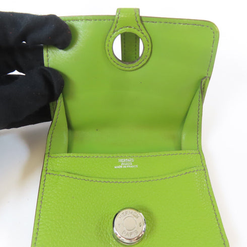 HERMES PHW Dogon Card Case Leather Green
