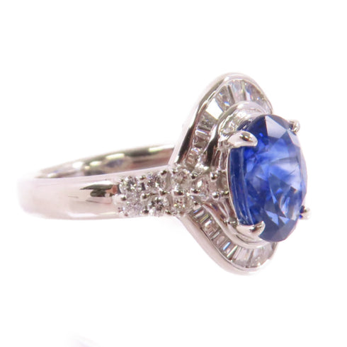 FINE JEWELRY 2.14ct Sapphire 0.47ctDiamond Ring US#6 PT900 Platinum