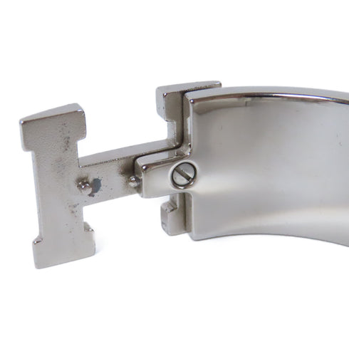 HERMES Clic Clac H Bracelet Bangle Metal Silver Pink