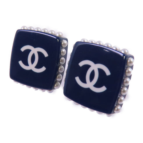 CHANEL CC Earrings 15/P PVC Blue White