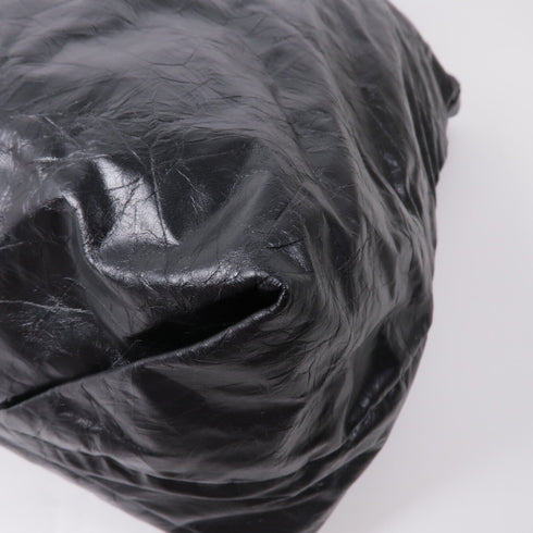 BALENCIAGA GHW Crush Tote Chain Shoulder Bag 742941 Calfskin Leather Black