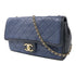 CHANEL Quilted CC GHW Chain Shoulder Bag Calfskin Leather Black/Blue