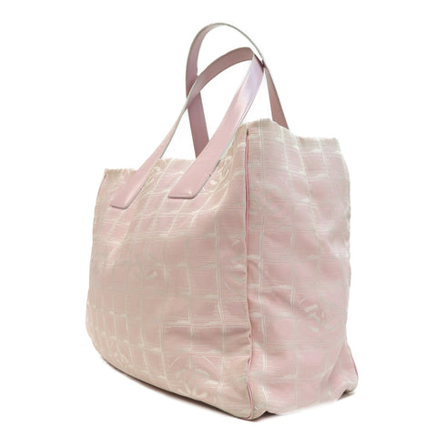 CHANEL CC GHW New Travel Line Tote Bag Handbag Nylon Pink