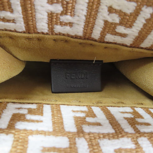 FENDI GHW Mini Sunshine Bag 2 WayvShoulder Bag Handbag Tweed Brown/White
