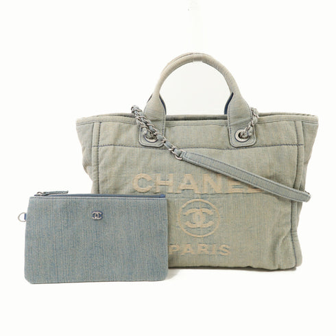 CHANEL CC SHW 2 Way Shoulder Bag Handbag Denim Blue