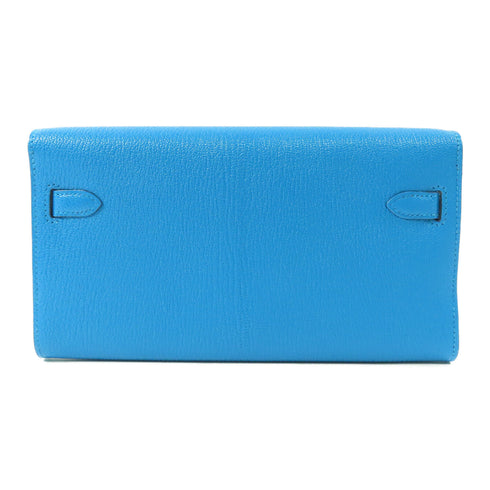 HERMES GHW Kelly To Go Shoulder Bag Veau Epsom Leather Bleu Royal