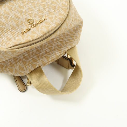 Michael Kors MK GHW Backpack Rucksack PVC Coated Canvas Beige