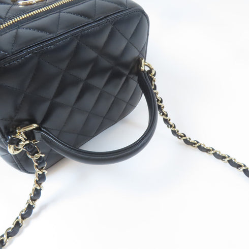 CHANEL Quilted CC GHW Vanity Chain Shoulder Bag Lambskin Leather Black