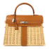 HERMES PHW Kelly Picnic 35 Handbag 063055CK Barenia Osier Wicker Brown Beige