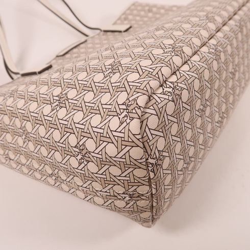 Tory Burch GHW Shoulder Tote Bag Coated Canvas White