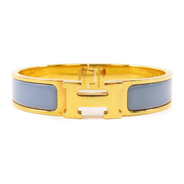 HERMES GHW Clic H Bracelet Metal Gold/Blue