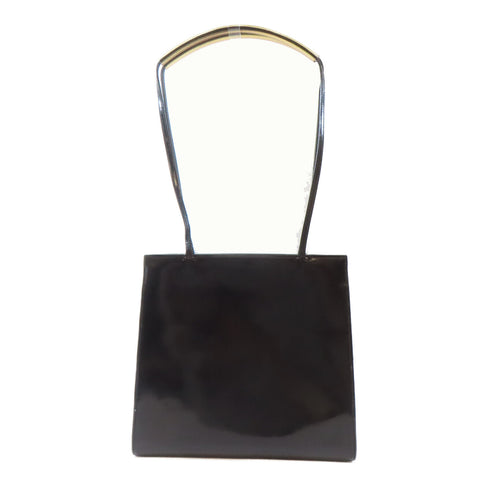 Salvatore Ferragamo GHW Shoulder Handbag Patent Leather Black