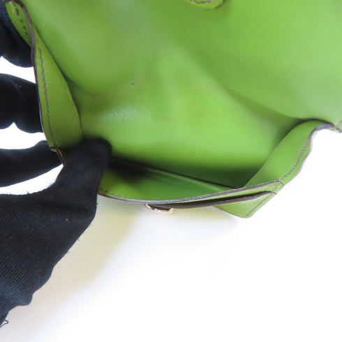HERMES PHW Dogon Card Case Leather Green