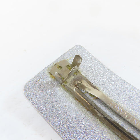 CHANEL CC SHW Barrette Hair Clip PVC Silver