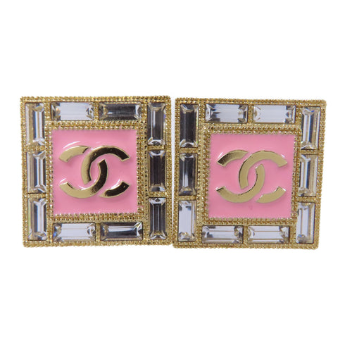 CHANELCC Matelasse Earrings 2024SS Metal Gold Pink
