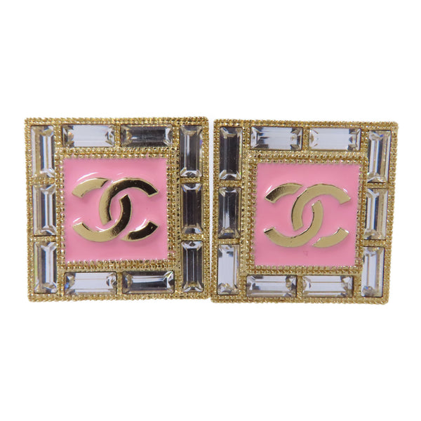 CHANELCC Matelasse Earrings 2024SS Metal Gold Pink