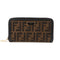 FENDI GHW Long Round Zipper Wallet 8M0024 Canvas Brown Black