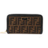 FENDI GHW Long Round Zipper Wallet 8M0024 Canvas Brown Black