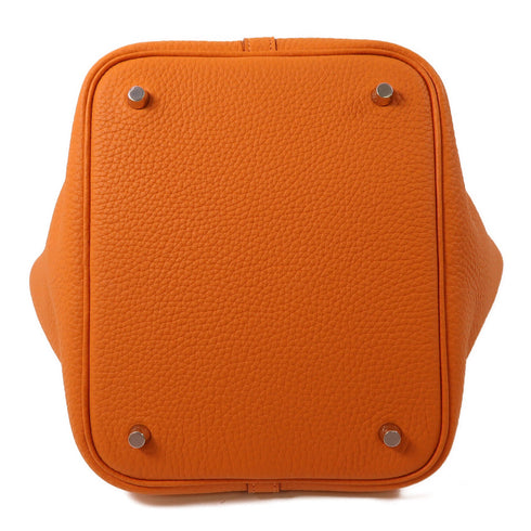 HERMES PHW Picotin MM Handbag Clemence Leather