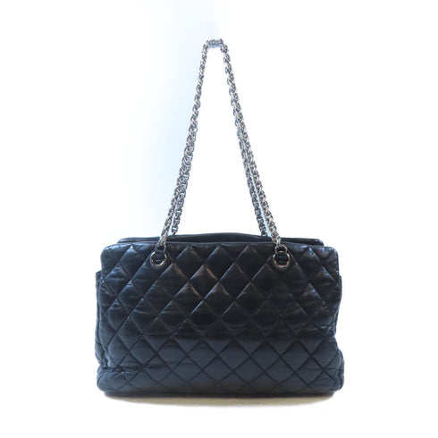 CHANEL CC Chain Shoulder Handbag Lambskin Leather Black