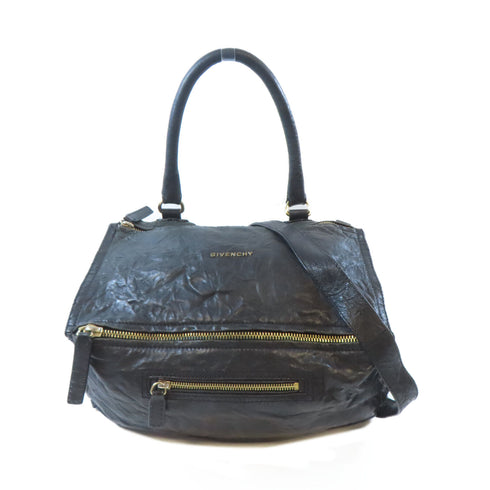 GIVENCHY GHW Pandora Large Bag 2 Way Shoulder Handbag Leather Black