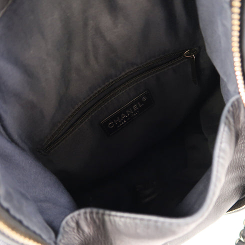 CHANEL CC SHW Backpack Rucksack Lambskin Leather Black