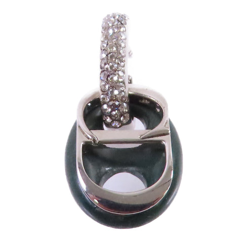 Christian Dior CD Earring 500 Metal PVC Rhinestones Green