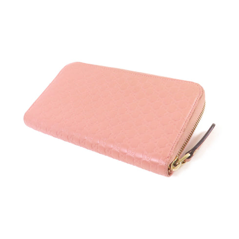 GUCCI GG GHW Microguccissima GG Logo Zipper Long Calfskin Leather 449391 Pink