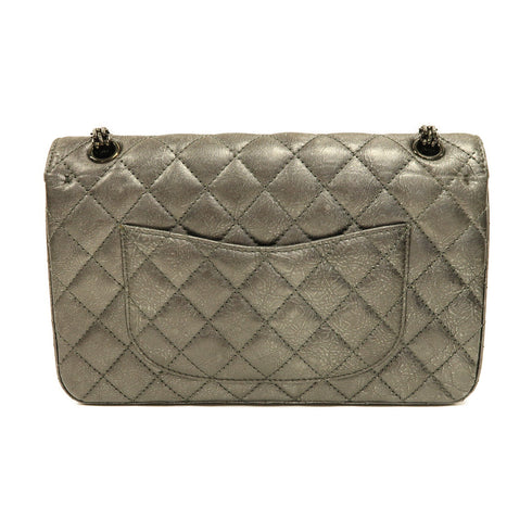 CHANEL Quilted CC SHW 2.55 Chain Shoulder Bag Calfskin Leather Grey