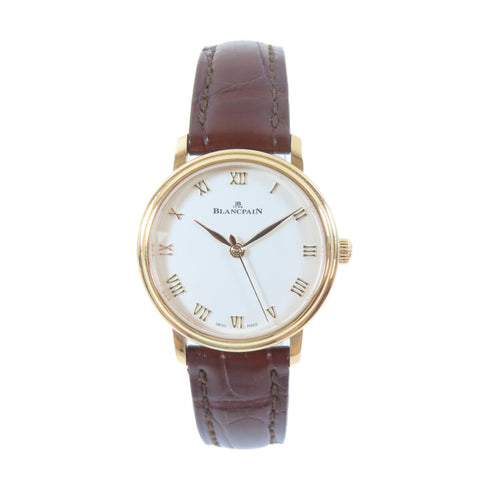 Blancpain Ultraplate Automatic Watch 6104 3642 55A 18K Yellow Gold White