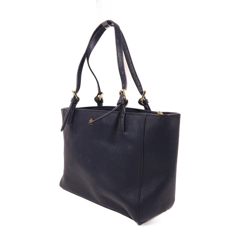 Tory Burch GHW 2 Way Shoulder Bag Calfskin Leather Blue