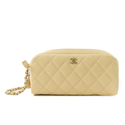 CHANEL CC GHW Pouch AP3702 Calfskin Leather Beige