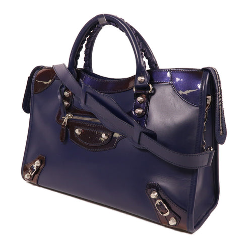 BALENCIAGA SHW City 2 Way Shoulder Bag 281770 Calfskin Leather Purple