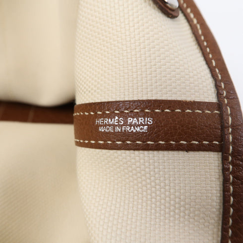 HERMES PHW Garden Party PM Hand Bag/Tote Bag Canvas Gold/Beton