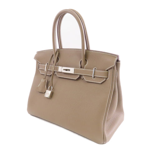 HERMES PHW Birkin 30 Handbag Togo Leather Etoupe Greige