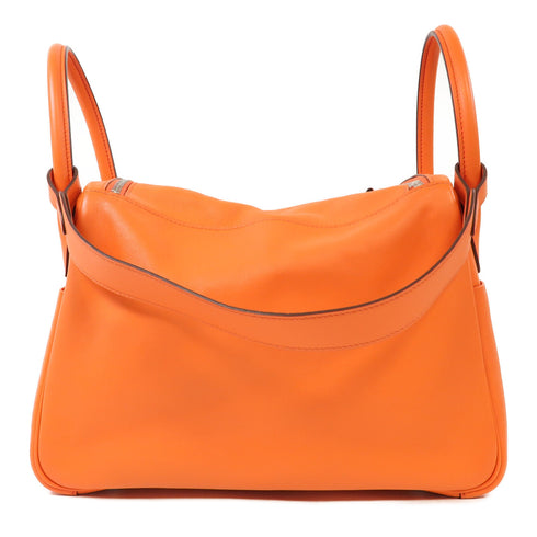 HERMES PHW Lindy 30 2 Way Shoulder Bag Veau Swift Leather Orange