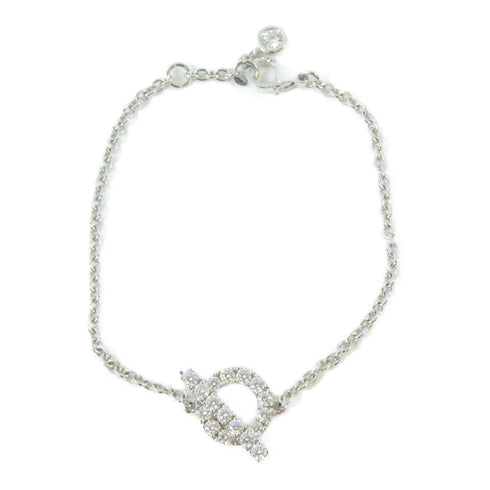 HERMES Finesse XS 0.55ct Diamond Bracelet 18K White Gold #14.25cm