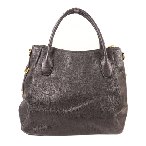 PRADA GHW Shoulder Bag Calfskin Leather Black