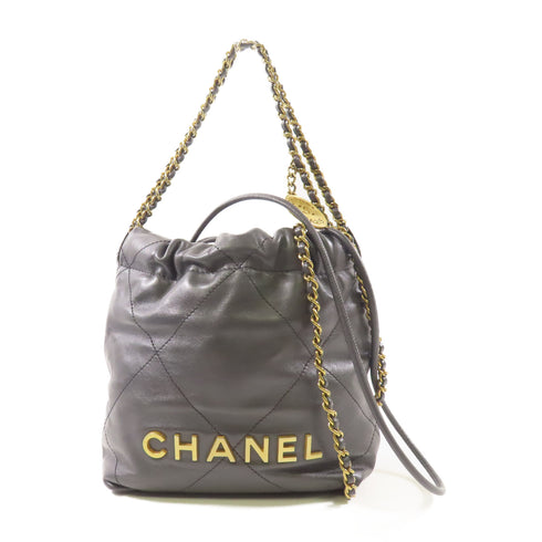 CHANEL CC GHW Mini Chanel 22 2 Way Chain Shoulder Bag Crossbody Leather