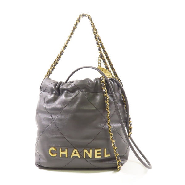 CHANEL CC GHW Mini Chanel 22 2 Way Chain Shoulder Bag Crossbody Leather