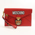 MOSCHINO GHW Pouch Calfskin Leather Red