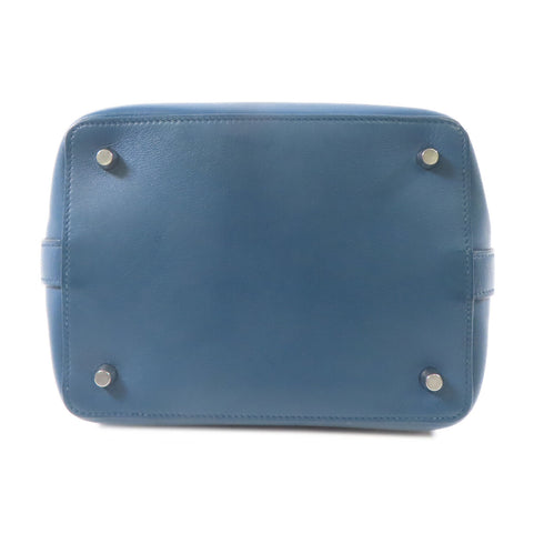 HERMES PHW Toolbox 2 Way Shoulder Handbag Swift Leather Bleu Agate Blue