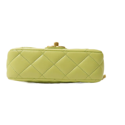 CHANEL Quilted CC GHW Chain Shoulder Bag AS3738 Lambskin Leather Green
