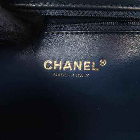 CHANEL Quilted CC GHW Vanity Case 2 Way Shoulder Bag Calfskin Leather Navy