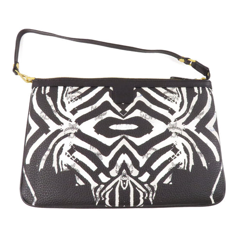 MCM GHW Tote Bag MWP.4SVI39.BW001 Leather Black White