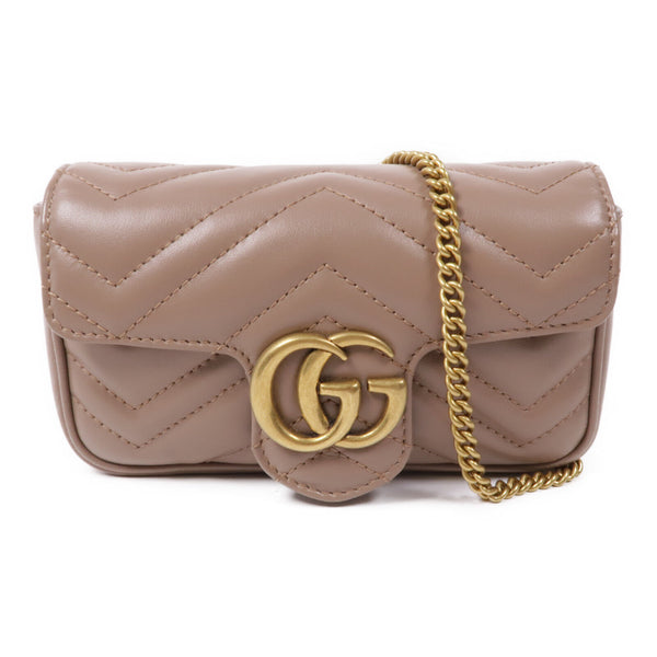 GUCCI GHW GG Marmont Chain Shoulder Bag 476433 Leather Dusty Pink