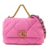 Chanel CC GHW Chanel 19 Chain Shoulder Bag Handbag Canvas Pink