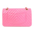 CHANEL Herringbone CC GHW Classic Flap 25cm Chain Shoulder Bag Leather Pink