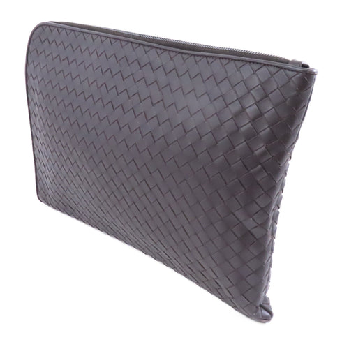 BOTTEGA VENETA BV Clutch Bag Intrecciato Leather Brown